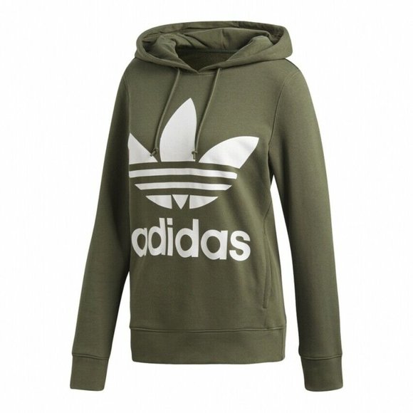 adidas Tops - Adidas Hooded TreFoil Sweatshirt Hoodie Green Women's Size Medium H12290